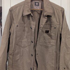 Mens G-Star RAW Denim Ranch Khaki Cotton Jacket Fits M/L Slim Fit Button Front